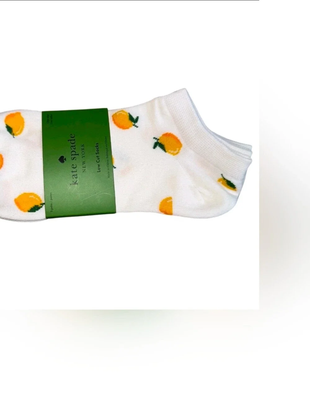 Kate Spade Low Cut Socks ~ 3 Pack ~ Lemons, Cream, Grey